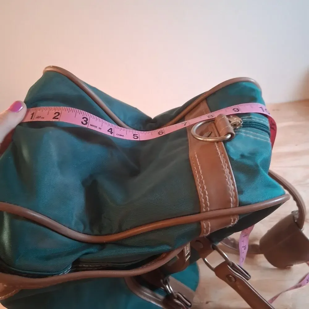 Vintage Jaguar Canvas Leather Duffle Bag Green Medium Large 90s Travel Luggage